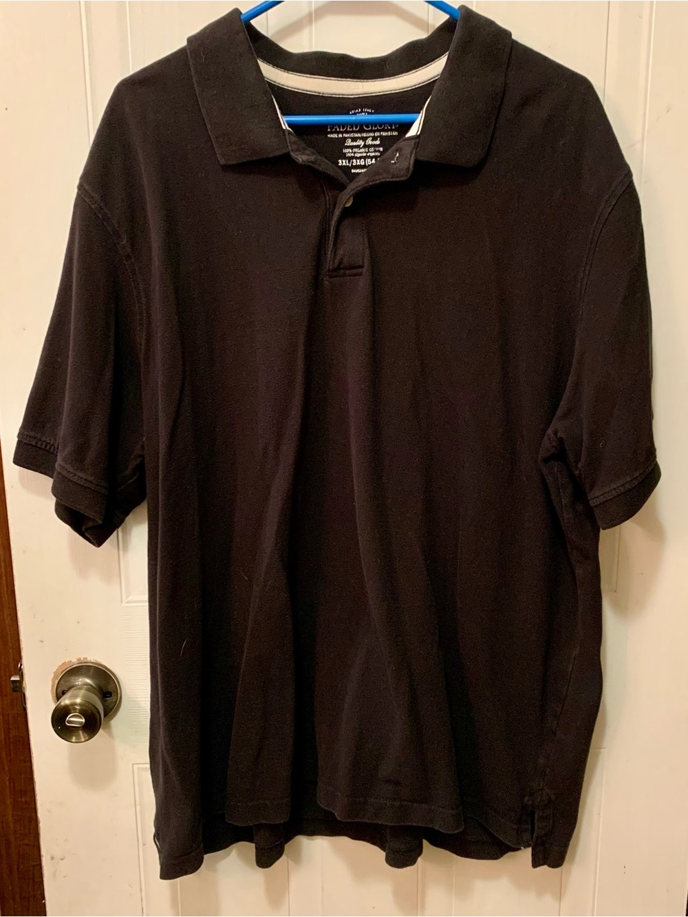 Faded Glory Men's Black Polo Shirt 3XL 100% Cotton